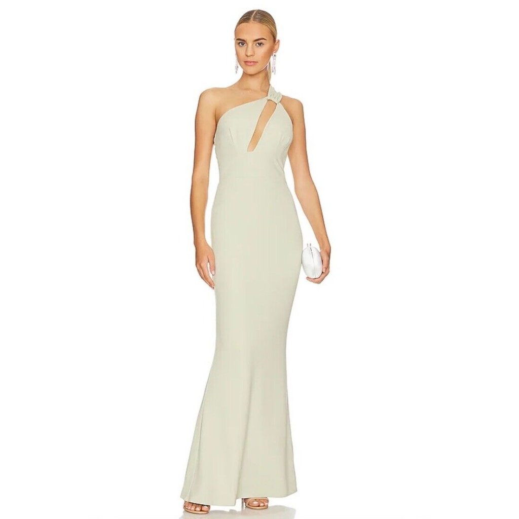Katie May One-Shoulder Cream Gown